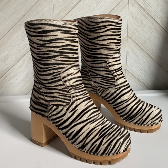 NEW Swedish Hasbeens zebra 90s clog boots 38 - Picture 3 of 11